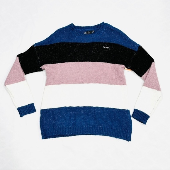 Volcom Oversized Multicolor Striped Fuzz Buster Sweater - Picture 1 of 7